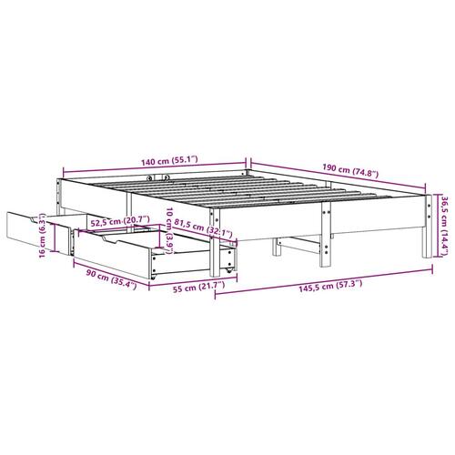 Sengeramme uden madras 140x190 cm massivt fyrretræ