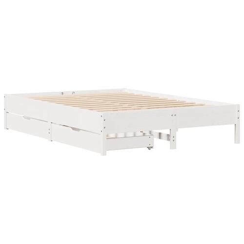 Sengeramme uden madras 150x200 cm massivt fyrretræ hvid
