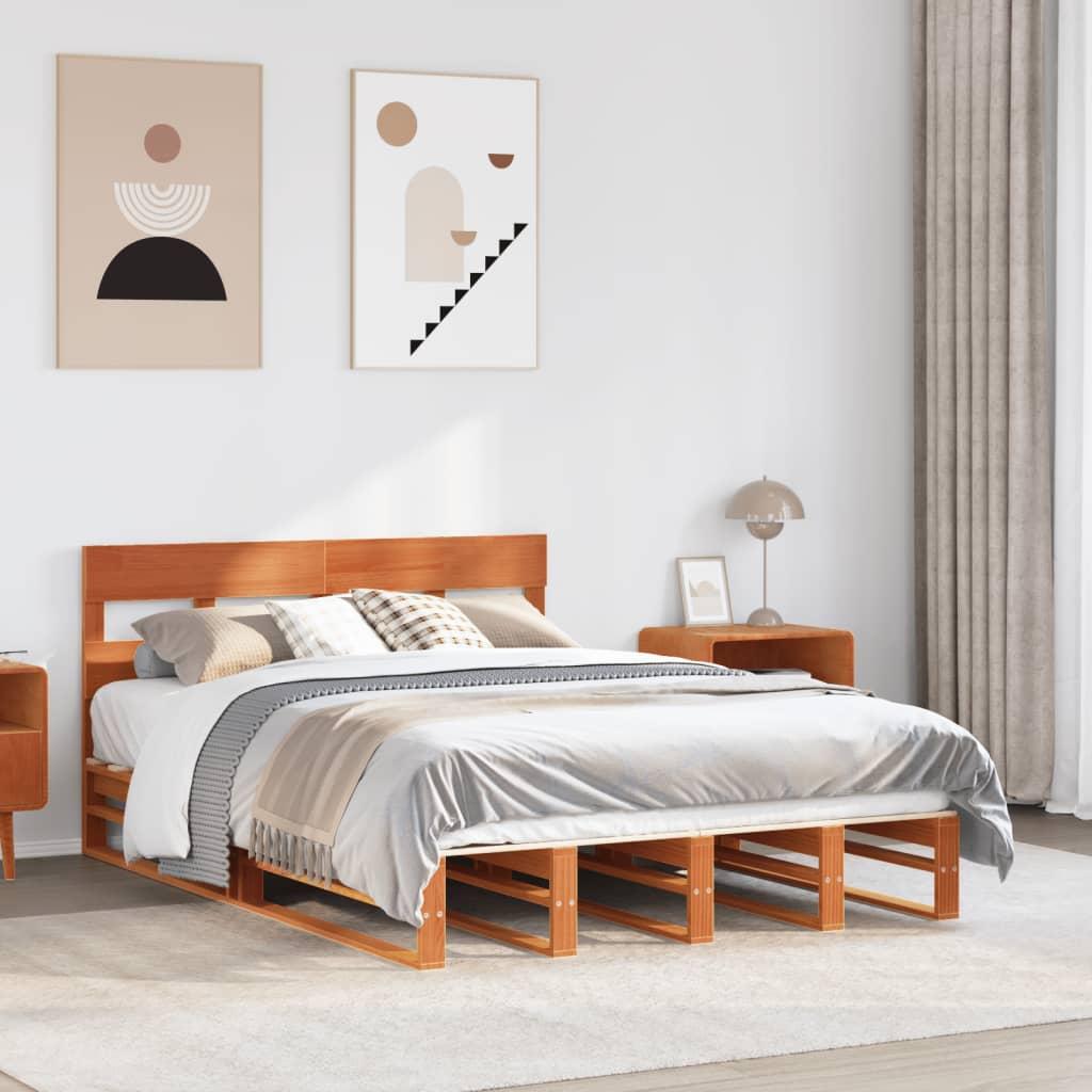 Sengeramme uden madras 150x200 cm massivt fyrretræ gyldenbrun