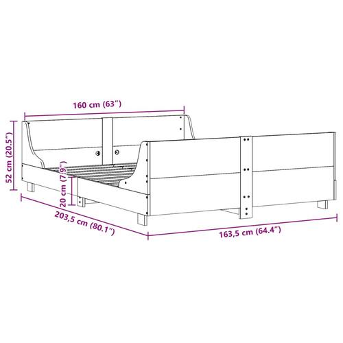 Sengeramme uden madras 160x200 cm massivt fyrretræ gyldenbrun