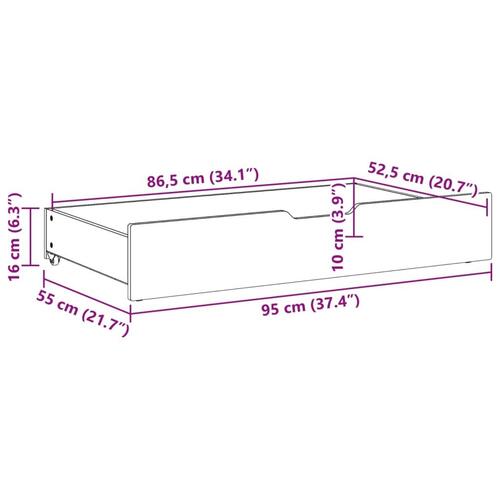 Sengeskuffer 2 stk. 95x55x17 cm massivt fyrretræ gyldenbrun