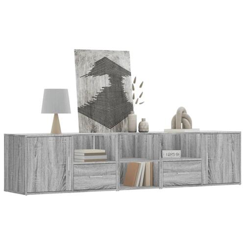 Hjørnereol 200x40x45 konstrueret træ grå sonoma-eg