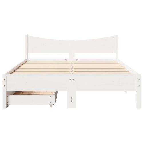 Sengeramme med skuffer 120x200 cm massivt fyrretræ hvid