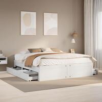Sengeramme m. skuffer 180x200 cm uden madras massivt fyr hvid