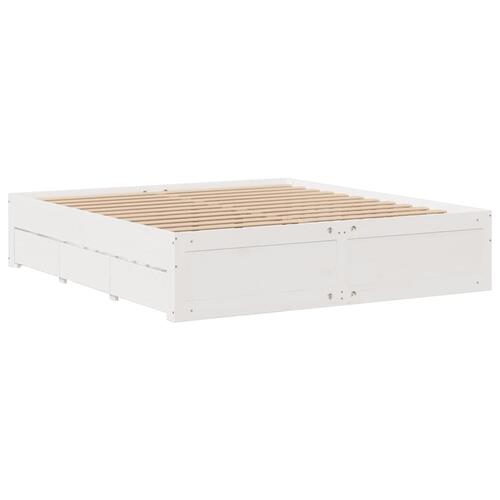 Sengeramme m. skuffer 180x200 cm uden madras massivt fyr hvid