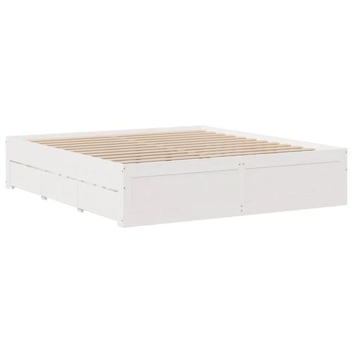 Sengeramme m. skuffer 180x200 cm uden madras massivt fyr hvid