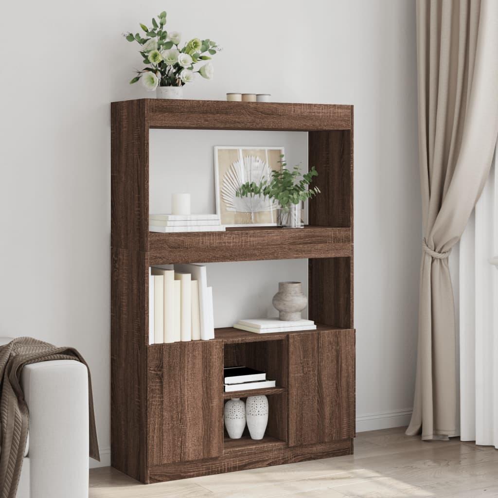 Reol 92x33x140 cm konstrueret træ brun egetræsfarve