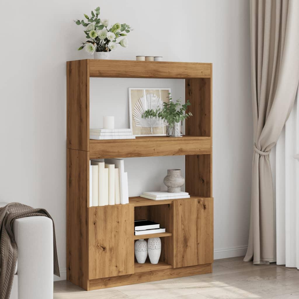 Reol 92x33x140 cm konstrueret træ egetræsfarve