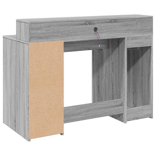 Skrivebord m. LED-lys 120x55x91 cm konstrueret træ grå sonoma