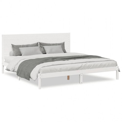Ekstra lang sengeramme 180×210 cm - massivt fyrretræ, hvid