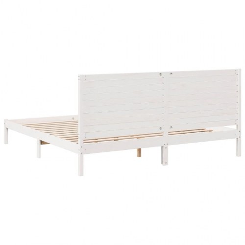 Ekstra lang sengeramme 180×210 cm - massivt fyrretræ, hvid