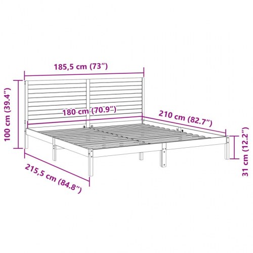 Ekstra lang sengeramme 180×210 cm - massivt fyrretræ, hvid