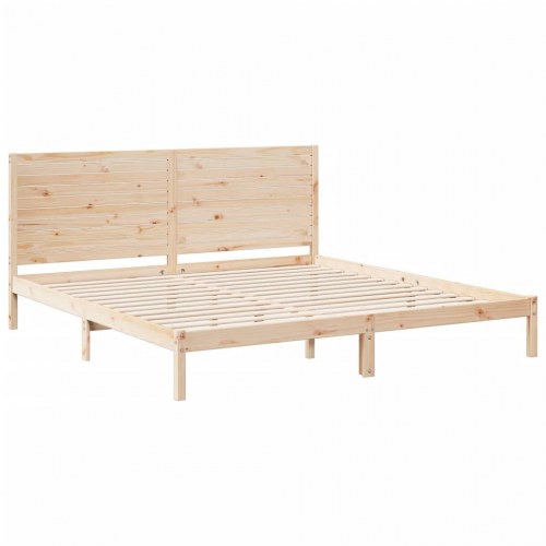 Ekstra lang sengeramme 200x220 cm i massivt fyrretræ - med hovedgærde og lamelbund