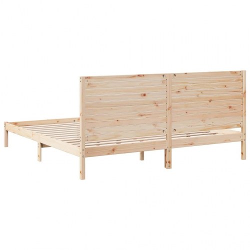Ekstra lang sengeramme 200x220 cm i massivt fyrretræ - med hovedgærde og lamelbund