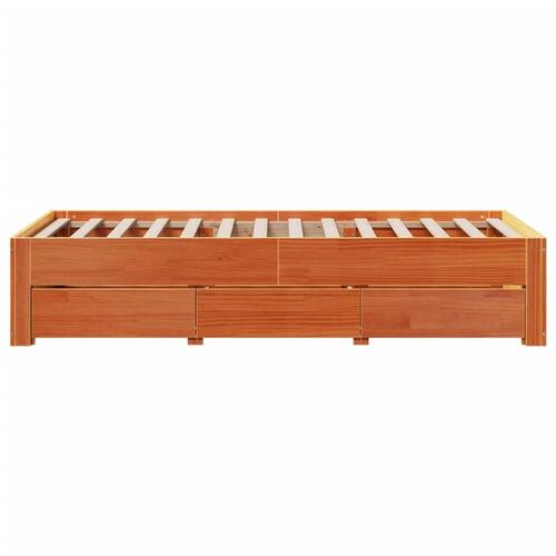 Sengeramme m. skuffer 100x200 cm uden madras massivt fyr brun