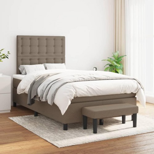 Kontinentalseng med madras 120×190 cm - stof gråbrun