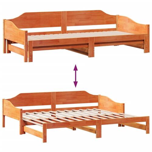 Daybed med udtræk 80x200 cm massivt fyrretræ gyldenbrun