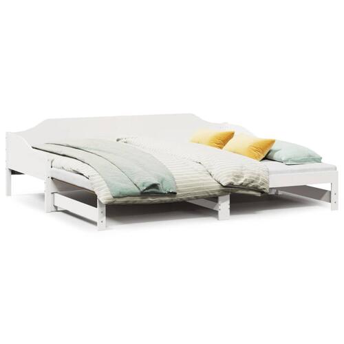 Daybed med udtræk 90x200 cm massivt fyrretræ hvid