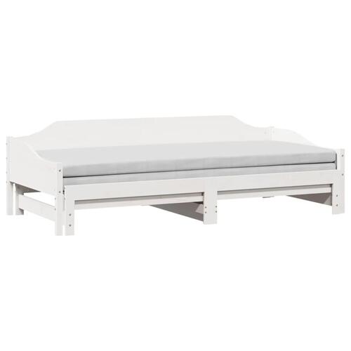 Daybed med udtræk 90x200 cm massivt fyrretræ hvid