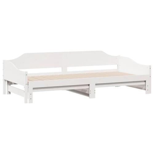 Daybed med udtræk 90x200 cm massivt fyrretræ hvid