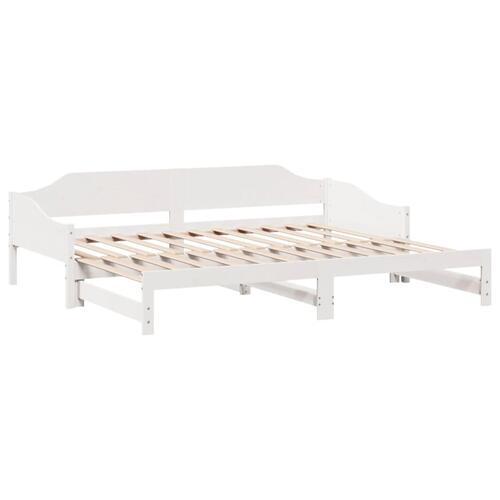 Daybed med udtræk 90x200 cm massivt fyrretræ hvid