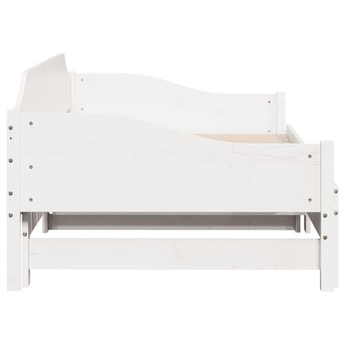 Daybed med udtræk 90x200 cm massivt fyrretræ hvid