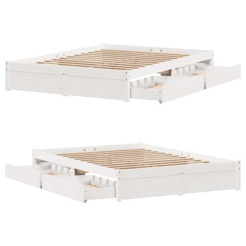 Sengeramme uden madras 120x200 cm massivt fyrretræ hvid
