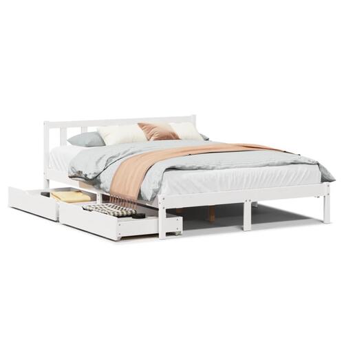 Sengeramme uden madras 120x200 cm massivt fyrretræ hvid