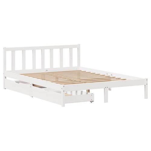 Sengeramme uden madras 120x200 cm massivt fyrretræ hvid
