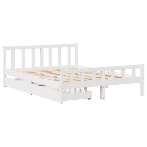 Sengeramme uden madras 160x200 cm massivt fyrretræ hvid