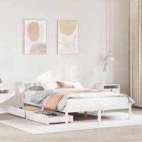 Sengeramme uden madras 140x200 cm massivt fyrretræ hvid
