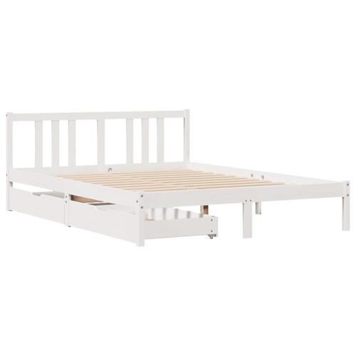 Sengeramme uden madras 140x200 cm massivt fyrretræ hvid
