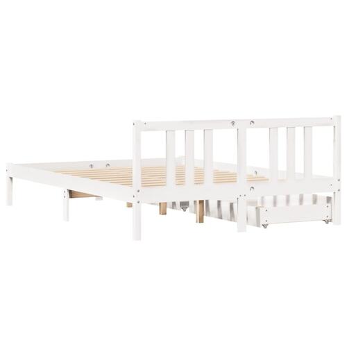 Sengeramme uden madras 140x200 cm massivt fyrretræ hvid
