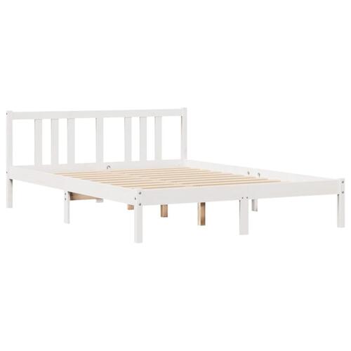 Sengeramme uden madras 140x200 cm massivt fyrretræ hvid