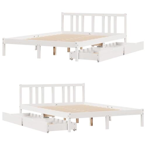 Sengeramme uden madras 140x200 cm massivt fyrretræ hvid