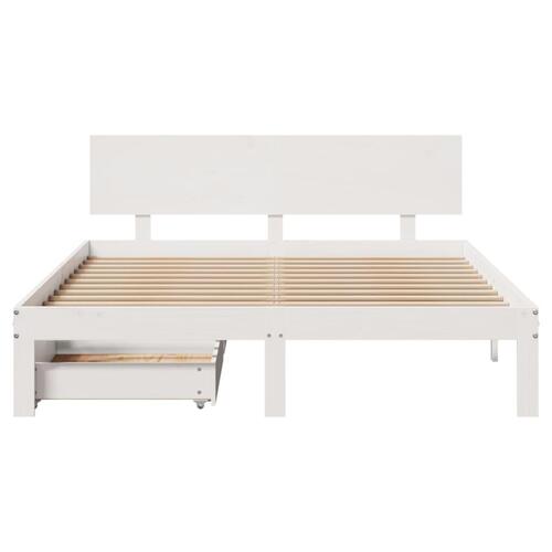 Sengeramme med skuffer 120x190 cm massivt fyrretræ hvid
