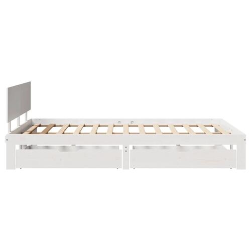Sengeramme med skuffer 120x190 cm massivt fyrretræ hvid