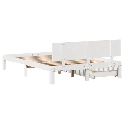 Sengeramme med skuffer 120x190 cm massivt fyrretræ hvid