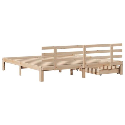Sengeramme med skuffer 180x200 cm massivt fyrretræ
