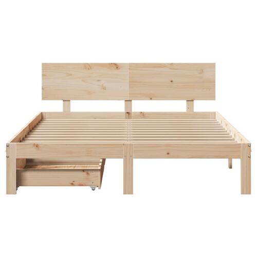 Sengeramme med skuffer 150x200 cm massivt fyrretræ