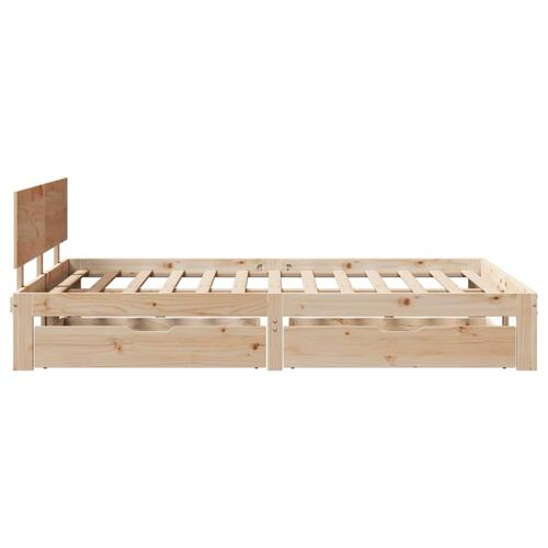 Sengeramme med skuffer 150x200 cm massivt fyrretræ