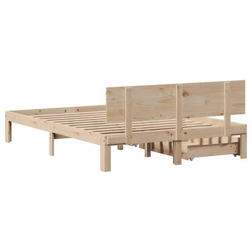 Sengeramme med skuffer 150x200 cm massivt fyrretræ
