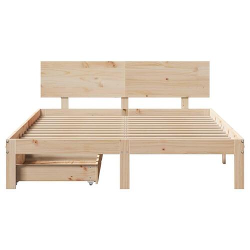 Sengeramme med skuffer 140x200 cm massivt fyrretræ