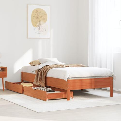 Sengeramme uden madras 100x200 cm massivt fyrretræ gyldenbrun