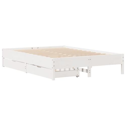 Sengeramme uden madras 135x190 cm massivt fyrretræ hvid