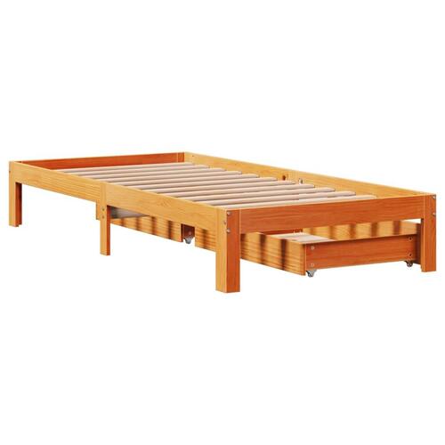 Sengeramme med skuffer 90x190 cm massivt fyrretræ gyldenbrun