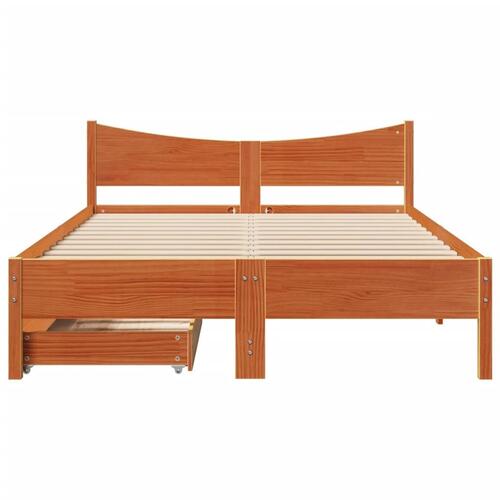 Sengeramme med skuffer 120x190 cm massivt fyrretræ gyldenbrun