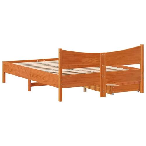 Sengeramme med skuffer 120x190 cm massivt fyrretræ gyldenbrun