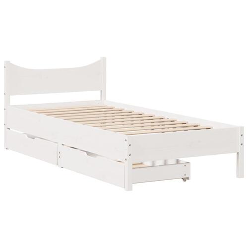 Sengeramme med skuffer 90x190 cm massivt fyrretræ hvid