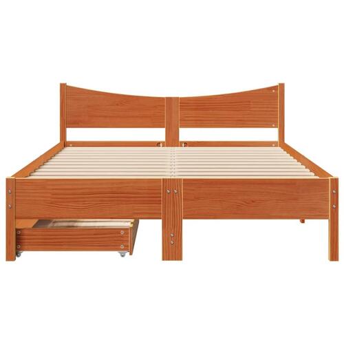 Sengeramme med skuffer 120x200 cm massivt fyrretræ gyldenbrun